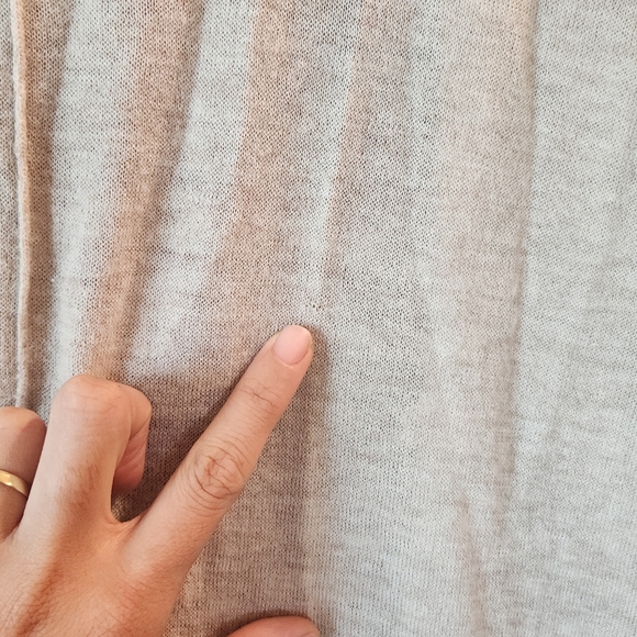 EILEEN FISHER Sz Medium FLAWED Oat Tencel Merino Wool Alpaca Long Cardigan - Picture 6 of 10